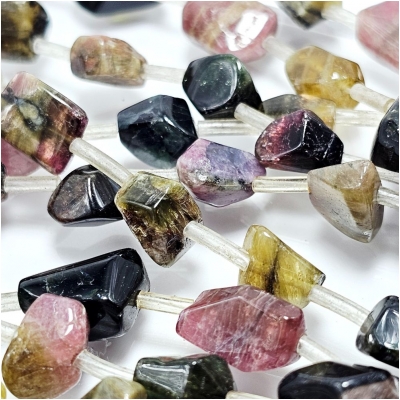 Tourmaline Faceted Nugget Gemstone Beads (N) 7 x 8mm to 9.8 x 12mm 15.5 inches