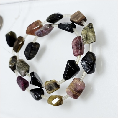 Tourmaline Faceted Nugget Gemstone Beads (N) 9 x 11mm to 10.15 x 16mm 15.5 inches