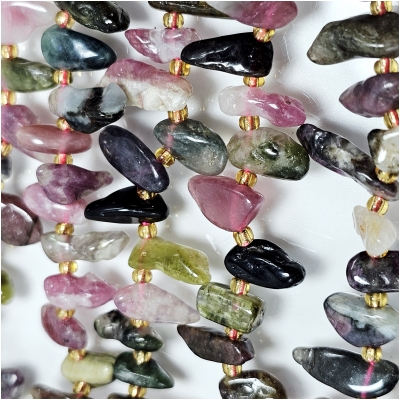Tourmaline Top Drilled Flat Nugget Gemstone Beads (N) 9.8 to 22mm long 15.75 inches