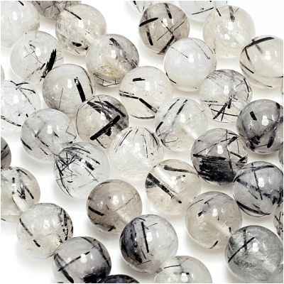 Tourmalinated Quartz Round Gemstone Beads (N) 10mm 16 inches