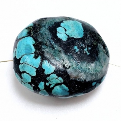 Hubei Turquoise Smooth Large Nugget Gemstone Bead (S) 24.38 x 27.39mm 1 piece