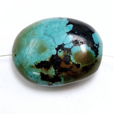 Hubei Turquoise Smooth Large Nugget Gemstone Bead (S) 26.35 x 34.5mm 1 piece