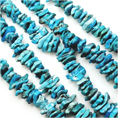 Kingman Turquoise Flat Center Drilled Chip Gemstone Beads (S) 7 x 15.7mm 16.5 inches