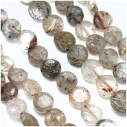 Lodolite Rutile Quartz Mix Faceted Coin Gemstone Beads (N) 6mm