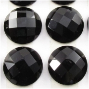 2 Black Onyx rose cut round loose cut cabochon gemstones (DH) Approximate size 15mm CLOSEOUT