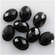 5 Black Onyx rose cut oval loose cut cabochon gemstones (DH) 6 x 8mm CLOSEOUT