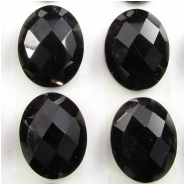 4 Black Onyx rose cut oval loose cut cabochon gemstones (DH) Approximate size 8 x 10mm CLOSEOUT