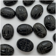 1 Black Onyx Carved Beetle Scarab Oval Gemstone Cabochon (DH) Approximate size 13.04 x 17.96mm to 13.53 x 18.44mm  CLOSEOUT