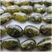 Green Garnet Smooth Nugget Gemstone Beads (N) Approximate size 16.55 x 13.63 x 12.70mm to 21.61 x 15.94 x 12.96mm, 8 to 8.5 inches CLOSEOUT