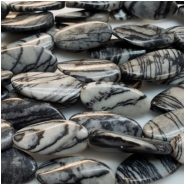 Black Line Jasper Twist Oval Gemstone Beads (N) Approximate size 13.81 to 15.43mm x 28.15 to 30.12mm, 16 inches  CLOSEOUT