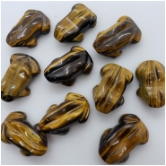 1 Tiger Eye AAA Carved Frog Zuni Style Fetish Gemstone Bead (N) 19 x 30mm CLOSEOUT