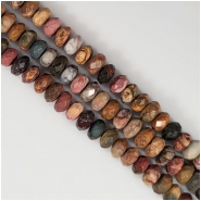 Red Creek Jasper Faceted Rondelle Gemstone Beads (S) Approximate Size 8mm 7.75 to 8 inches