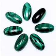 2 Malachite Oval Gemstone Cabochons (N) 6 x 12mm