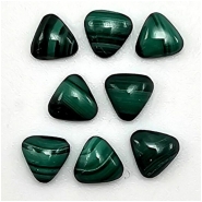 2 Malachite Trillion Gemstone Cabochons (N) 6mm