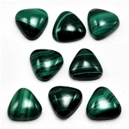 2 Malachite Trillion Gemstone Cabochons (N) 7mm