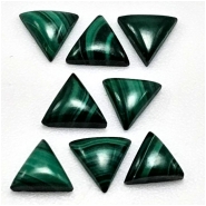 2 Malachite Triangle Gemstone Cabochons (N) 5mm