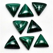 2 Malachite Triangle Gemstone Cabochons (N) 6mm