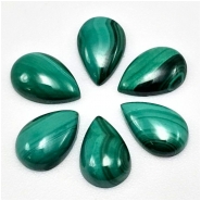 2 Malachite Pear Gemstone Cabochons (N) 6 x 9mm