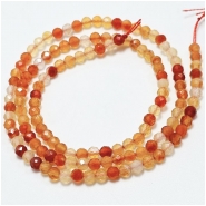 Carnelian Faceted Round Gemstone Beads (DH) 3mm 15.5 inches