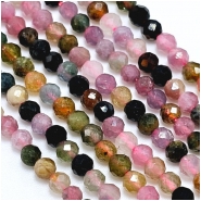 Toumaline Faceted Round Gemstone Beads (N) 3mm 15.25 inches