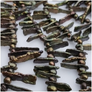 Pearl Sticks and Ovals Peacock Olive Green Bead (D) Approximate size sticks 16 to 24mm, 16 inches CLOSEOUT