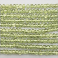 Peridot Faceted Rondelle Gemstone Beads (N) Approximate size 2.36 x 3.77mm to 3.25 x 3.77mm, 16 inches CLOSEOUT