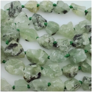 Prehnite Rough Nugget Gemstone Bead (N) Approximate size 15.75 x 12.32mm to 23.13 x 22.41mm 10 inches CLOSEOUT