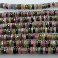 Tourmaline AAA Multicolor Faceted Heishi Gemstone Bead (N) 5mm 5.5  inch