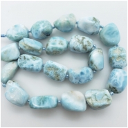 Larimar Semi Polished Nugget Gemstone Beads (N) Approximate size 9.30 to 14.76mm x 16.65 to 20.38mm 8 inches CLOSEOUT