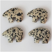 1 Dalmation Jasper Big Hole Carved Bear Zuni Fetish Gemstone Pendant (N) Approximate size 24.56 x 34.17mm to 25.23 x 35.84mm