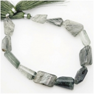 Tourmalinated Quartz Faceted Freeform Gemstone Beads (N) Approximate size 9.07 x 15.47mm to 14.68 x 19mm 8.25 inches