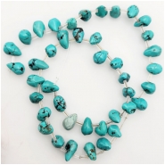 Hubei Turquoise Old Stock Biolette Teardrop Gemstone Beads (S) Approximate size 9.1 to 12.7mm 16 inches