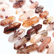 Hematoid Quartz Graduated Double Point Center Drilled Gemstone Beads (N) 22.6 to 42.7mm 15 inches