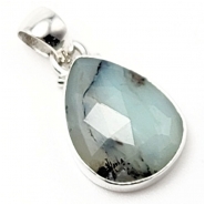 Peruvian Blue Opal Rose Cut And Sterling Silver Pendant (N) 16.3 x 21.35mm