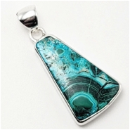 Chrysocolla Malachite and Sterling Silver Pendant (N) 17 x 27.7mm