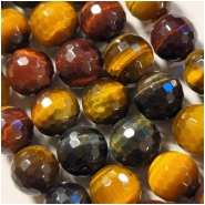 Tiger Eye Mix 12mm Micro Faceted Round Gemstone Beads (H) 16 inches