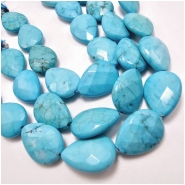 Persian Turquoise Faceted Teardrop Gemstone Beads (S) 13 x 17.5mm 6 inches