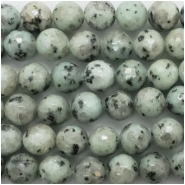 Kiwi Stone Sesame Jasper Faceted Round Gemstone Bead (N)14mm 7.75 inches