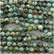African Turquoise Jasper 5mm Faceted Round Gemstone Bead (N) Approximate size 4.73 to 5.13mm 15.5 inches
