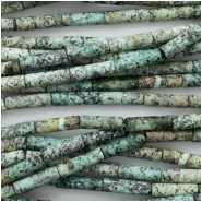 African Turquoise Jasper Tube Gemstone Bead (N) Approximate size 4 x 12.7mm to 4.5 x 14.8mm 16 inches