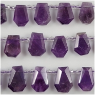 3 Amethyst Faceted Irregular Trapezoid Top Drilled Gemstone Beads (N) Approximate size 11.2 x 16.8mm to 14.9 x 20mm