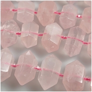 5 Rose Quartz Faceted Bicone Center Drilled Gemstone Bead Points (N) Approximate size 10 x 20mm to 13.5 x 28mm