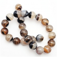Black Agate Banded Round Gemstone Beads (D) Approximate Size 16mm 15.25 inches