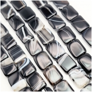 Black Agate Banded Rectangle Gemstone Beads (D) Approximate Size 12.5 x 16mm 15.5 inches