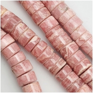 Rhodochrosite AA Heishi Gemstone Beads (N) Approximate size 8.5 to 9.6mm 8 inches