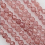Strawberry Quartz Faceted Round Gemstone Beads (N) Approximate size 3mm 15.5 inches