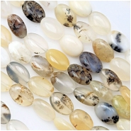 Yellow Dendritic Opal Oval Gemstone Beads (N) Approximate size 8.5 x 12mm 16 inches