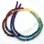 Chakra Mutlistone Faceted Cube Gemstone Beads (NHD) 4 to 5mm 15.5 inches