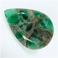 1 Emerald In Matrix Faceted Pear Loose Cut Gemstone No Holes (OS) 19.6 x 28.3mm