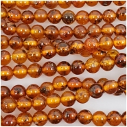 Baltic Amber Dark Cognac Hand Cut 3mm Round Gemstone Beads (N) Approximate size 3 to 3.2mm 16 inches